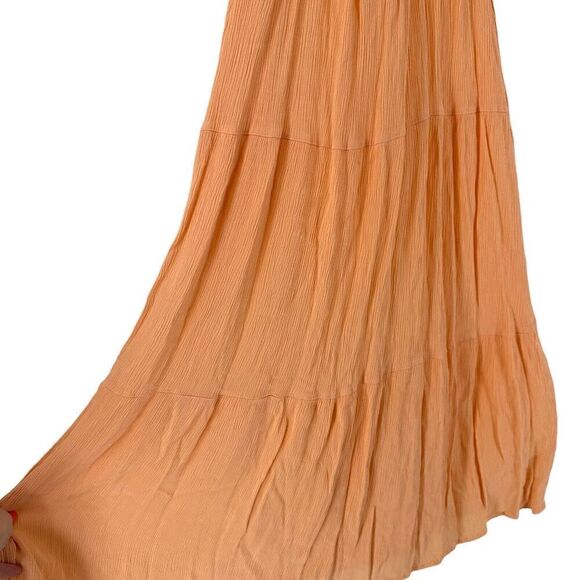 Jolie & Joy Dress Orange Smocked Midi Length Tiered Ladder Back Boho M Sundress - Picture 4 of 7